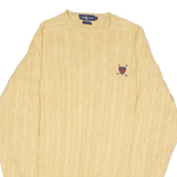 RALPH LAUREN Mens Jumper Beige Crew Neck 90s Cable Knit L