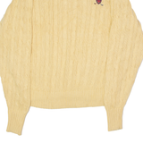 RALPH LAUREN Mens Jumper Beige Crew Neck 90s Cable Knit L