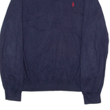 POLO RALPH LAUREN Mens Jumper Blue V-Neck Tight Knit L