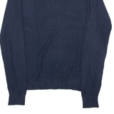 TOMMY HILFIGER Mens Jumper Blue Crew Neck Waffle Knit S