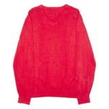 TOMMY HILFIGER Mens Jumper Red V-Neck Tight Knit L