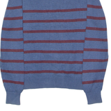 TOMMY HILFIGER Mens Patterned Jumper Blue Striped Crew Neck Tight Knit XS