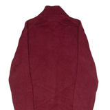 TOMMY HILFIGER Mens Heavy Knit Cardigan Red High Neck Tight Knit S