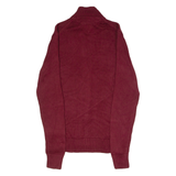 TOMMY HILFIGER Mens Heavy Knit Cardigan Red High Neck Tight Knit S