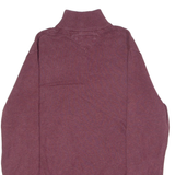 TOMMY HILFIGER Mens Jumper Maroon 1/4 Zip Tight Knit L