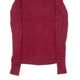 TOMMY HILFIGER Womens Jumper Red High Neck Cable Knit S