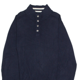 TOMMY HILFIGER Mens Jumper Blue Button Neck Tight Knit 2XL