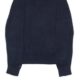 TOMMY HILFIGER Mens Jumper Blue Button Neck Tight Knit 2XL