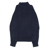 TOMMY HILFIGER Mens Jumper Blue Button Neck Tight Knit 2XL