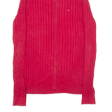 TOMMY HILFIGER Mens Heavy Knit Jumper Red High Neck Tight Knit M