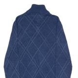 TOMMY HILFIGER Mens Jumper Blue Diamond 1/4 Zip Tight Knit S