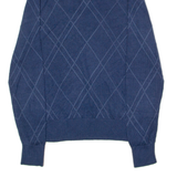 TOMMY HILFIGER Mens Jumper Blue Diamond 1/4 Zip Tight Knit S