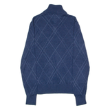 TOMMY HILFIGER Mens Jumper Blue Diamond 1/4 Zip Tight Knit S