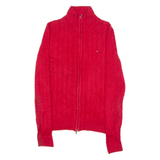 TOMMY HILFIGER Womens Jumper Red High Neck Cable Knit S