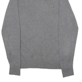 TOMMY HILFIGER Mens Jumper Grey Roll Neck Tight Knit Wool S