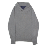 TOMMY HILFIGER Mens Jumper Grey Roll Neck Tight Knit Wool S