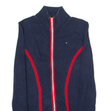 TOMMY HILFIGER Mens Patterned Jumper Blue Striped High Neck Tight Knit XXS