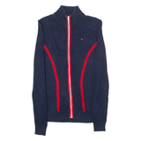 TOMMY HILFIGER Mens Patterned Jumper Blue Striped High Neck Tight Knit XXS