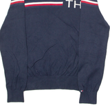 TOMMY HILFIGER Mens Jumper Blue Striped Crew Neck Tight Knit XS