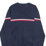 TOMMY HILFIGER Mens Jumper Blue Striped Crew Neck Tight Knit XS
