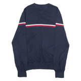 TOMMY HILFIGER Mens Jumper Blue Striped Crew Neck Tight Knit XS