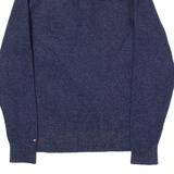 TOMMY HILFIGER Mens Jumper Blue Button Neck Tight Knit Wool S
