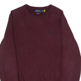 POLO RALPH LAUREN Mens Jumper Maroon Crew Neck Tight Knit M