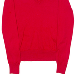 POLO RALPH LAUREN Mens Jumper Red V-Neck Tight Knit S