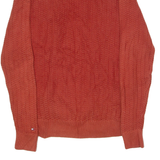 TOMMY HILFIGER Mens Jumper Orange Crew Neck Waffle Knit M