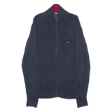 TOMMY HILFIGER Mens Jumper Blue High Neck Tight Knit M