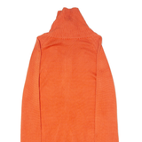 LACOSTE Womens Cardigan Orange Roll Neck Tight Knit M