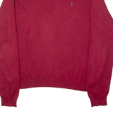 POLO RALPH LAUREN Mens Jumper Red V-Neck 90s Tight Knit XL
