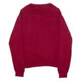 POLO RALPH LAUREN Mens Jumper Red V-Neck 90s Tight Knit XL