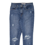 LEVI'S 721 Distressed High Rise Womens Jeans Blue Slim Skinny W28 L26
