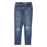 LEVI'S 721 Distressed High Rise Womens Jeans Blue Slim Skinny W28 L26