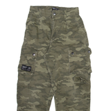 FB SISTER Camo Cargo Womens Trousers Green Relaxed Tapered W26 L26