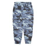 BERSHKA Camo Cargo Mens Trousers Blue Regular Tapered W28 L24