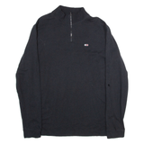 TOMMY HILFIGER Mens Sweatshirt Black 1/4 Zip L