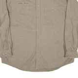 LL BEAN Mens Flannel Shirt Beige Long Sleeve XL