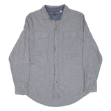 WOOLRICH Mens Flannel Shirt Grey Long Sleeve L