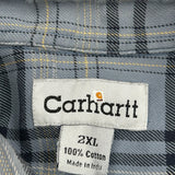 Carhartt Checked Flannel Shirt - 2XL Gray Cotton