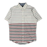 Tommy Hilfiger Striped Short Sleeve Shirt - Small White Cotton