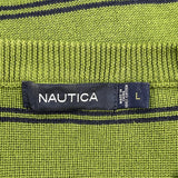 Nautica Striped Sweater - Large Green Cotton