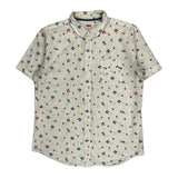Levis Floral Short Sleeve Shirt - Medium Cream Cotton