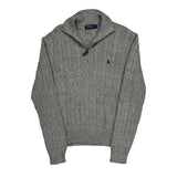 Polo By Ralph Lauren Cable Knit 1/4 Zip - Large Gray Cotton