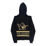 Buddha Playing Guitar Graphic True Religion Graphic Full Zip Hoodie - Medium Black Cotton
