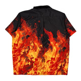 Flames Unbranded Graphic Hawaiian Shirt - XL Orange Polyester