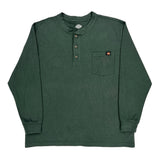 Dickies Henley Long Sleeve T-Shirt - XL Green Cotton