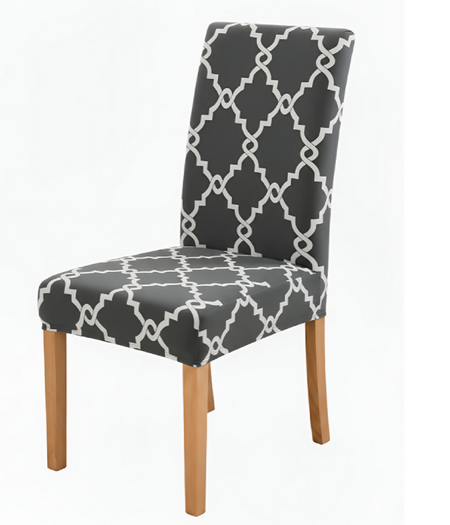 Anyseat Gray Chain Link Pattern Print Elastic Chair Cover – Plain Dining Slipcover & Home Décor