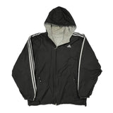 Adidas Striped Windbreaker - XL Black Polyester